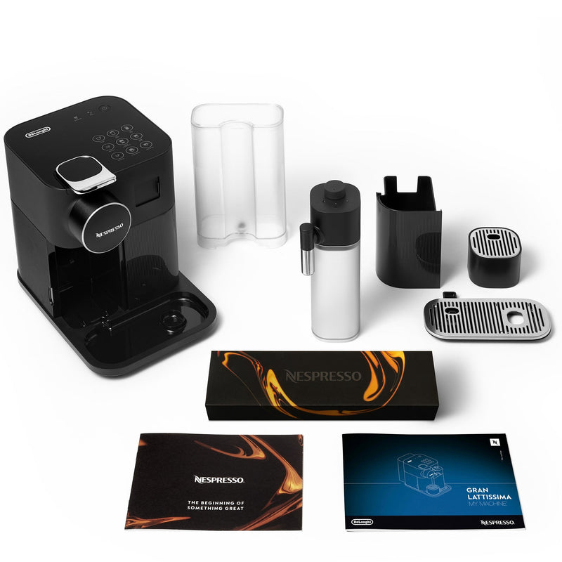 De'Longhi Package - Gran Latissima Nespresso Coffee Machine with Espresso Glass Set