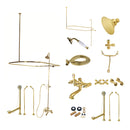Kingston Brass Vintage Tub Wall Mount Clawfoot Tub Faucet Package with Shower Enclosure and Hand Shower, Polished Brass (9CCK1182AX)
