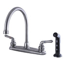 Kingston Brass Magellan Double-Handle 8" Centerset Kitchen Faucet with Side Sprayer, Black Stainless (FB794SP)