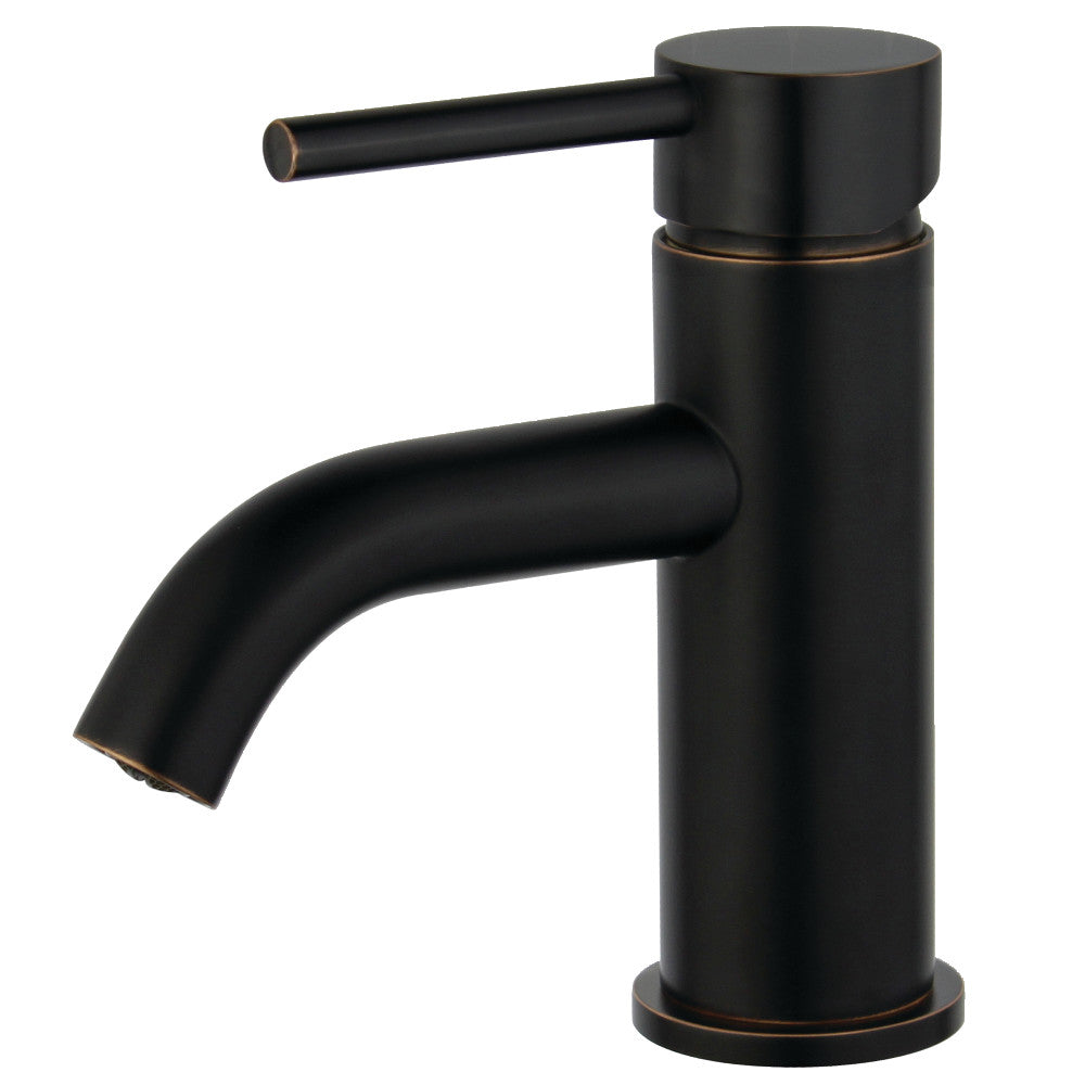 Single-hole bathroom sink faucet with one handle and dark bronze finish