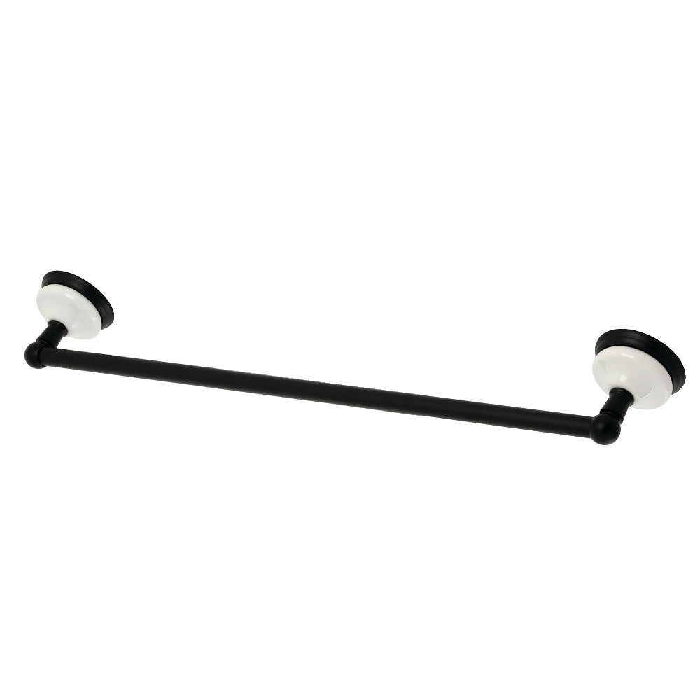 Matte black single towel bar with white end caps