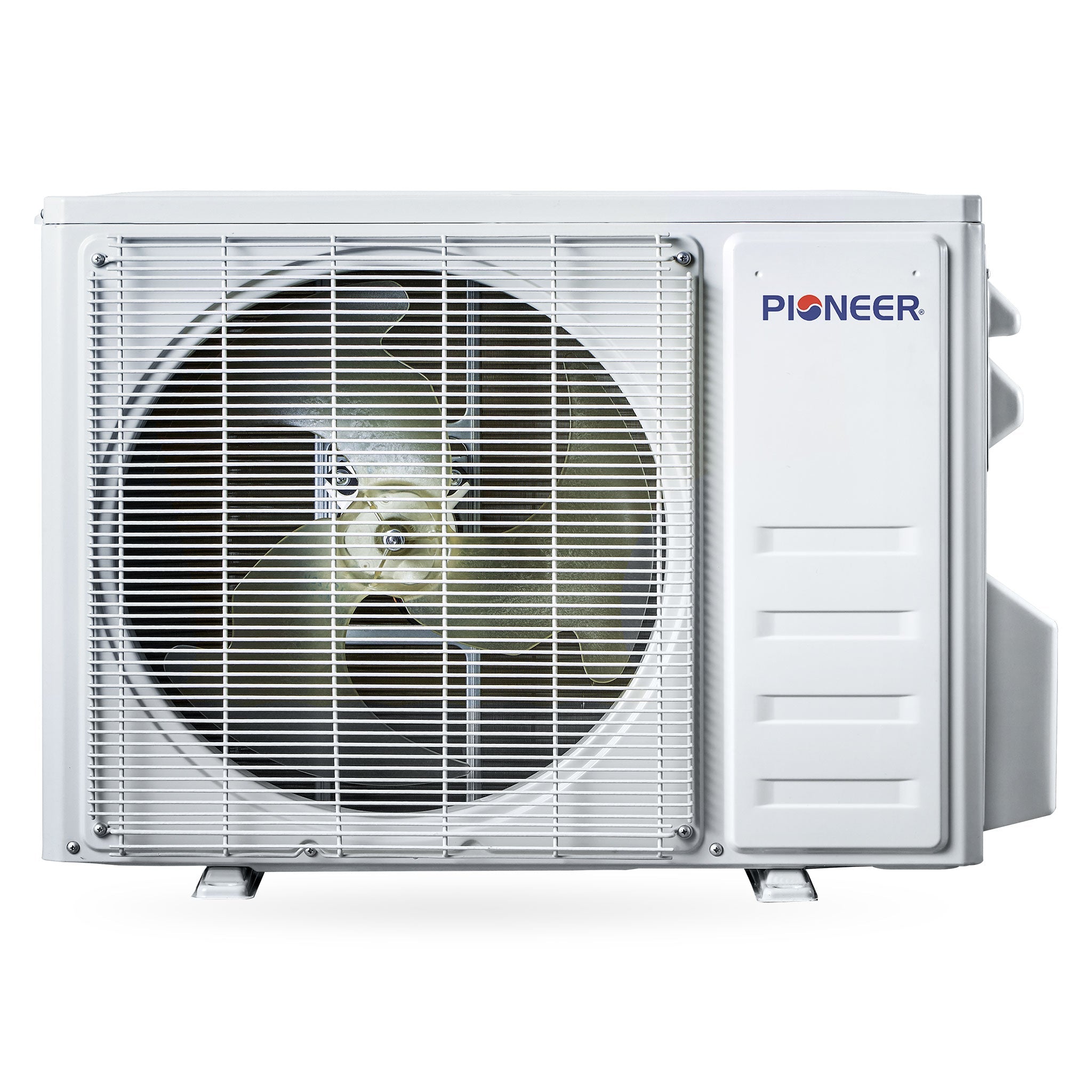 Outdoor condenser unit for ductless mini-split air conditioner with fan grille
