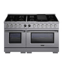 Kucht Horus 60-Inch Dual Fuel Range with 8.4 cu. ft. Electric Oven and 8 Gas Burners in Stainless Steel with Digital Thermostat (KXP60-SS)