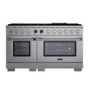 Kucht Horus 60-Inch Dual Fuel Range in Propane Gas with  8.4 cu. ft. Electric Oven & 8 Gas Burners in Stainless Steel with Digital Thermostat (KXP60-SS/LP)