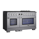 Kucht Horus 60-Inch Dual Fuel Range in Propane Gas with  8.4 cu. ft. Electric Oven & 8 Gas Burners in Stainless Steel with Digital Thermostat (KXP60-SS/LP)