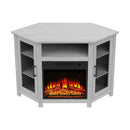 Parrot Uncle 45-Inch Corner Electric Fireplace TV Stands Console Table Insert 18" Electric Fireplace with 2 Metal Mesh Doors