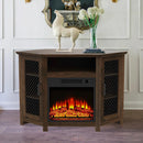 Parrot Uncle 45-Inch Corner Electric Fireplace TV Stands Console Table Insert 18" Electric Fireplace with 2 Metal Mesh Doors