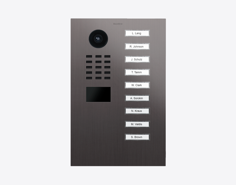 DoorBird titanium IP video door station with camera and nine call buttons