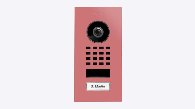 DoorBird D1101V Flush-Mount IP Video Intercom, 1 Call Button in Antique Pink, RAL 3014