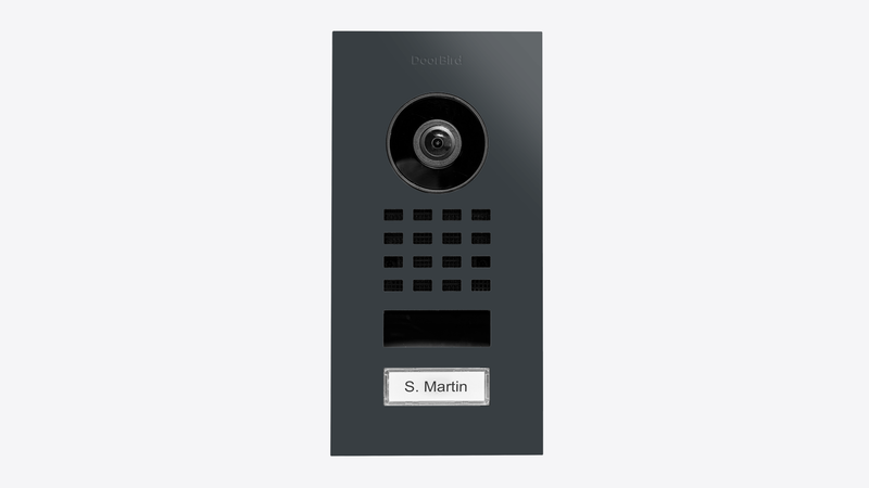 DoorBird D1101V Flush-Mount IP Video Intercom, 1 Call Button in Anthracite Grey, RAL 7016