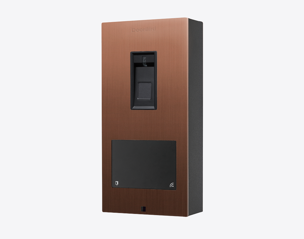 DoorBird A1122 bronze surface-mount fingerprint access control device with reader