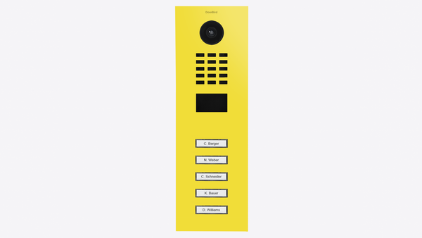 DoorBird D2105V IP Video Door Station, 5 Call Button in Sulfur Yellow, RAL 1016