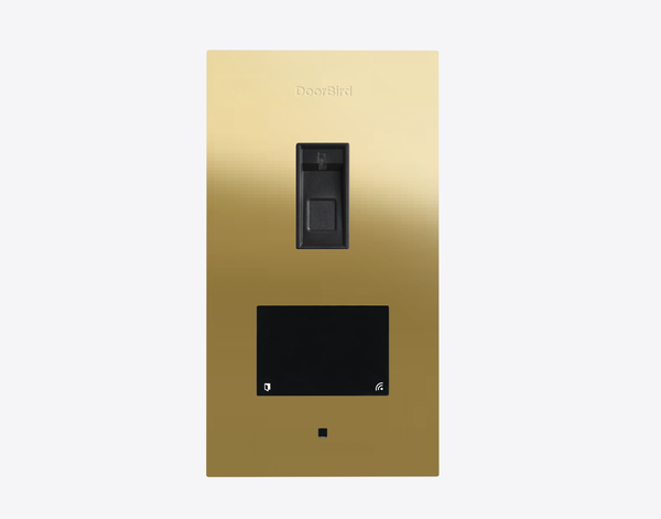 DoorBird A1122 Flush-Mount IP Access Control Device Fingerprint 50 in Brass-Finish as PVD Coating, Stainless Steel V4A, High-Gloss Polished