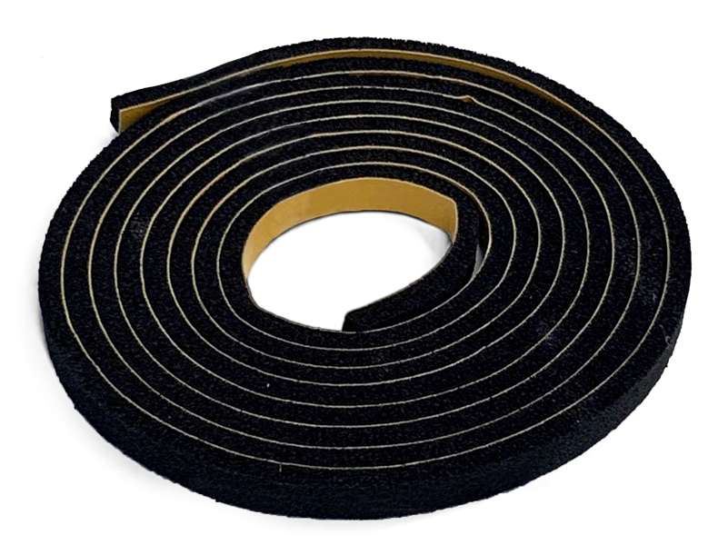 Black replacement gasket roll with circular center hole and concentric ring pattern