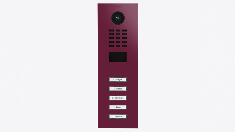 DoorBird D2105V IP Video Door Station, 5 Call Button in Claret Violet, RAL 4004