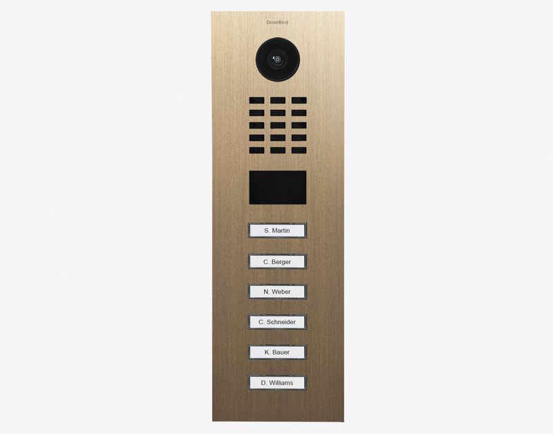 DoorBird D2106V IP Video Door Station, 6 Call Buttons in Real Burnished Brass