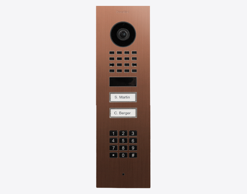 DoorBird D1102KV Flush Mount IP Video Door Station, 2 Call Button in Bronze