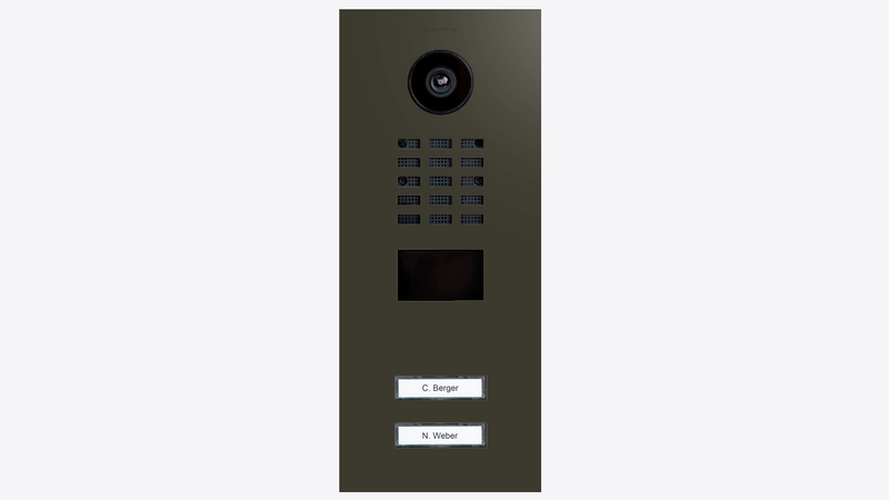 DoorBird D2102V IP Video Door Station, 2 Call Button in Grey Olive, RAL 6006