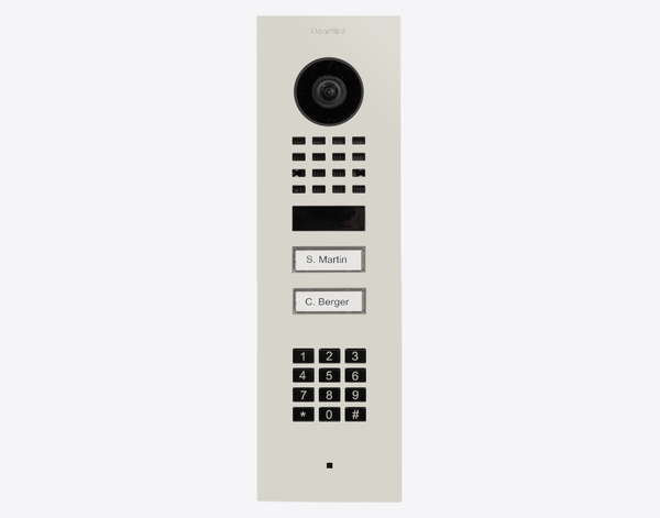 DoorBird D1102KV Flush Mount IP Video Door Station, 2 Call Button in Grey White, RAL 9002