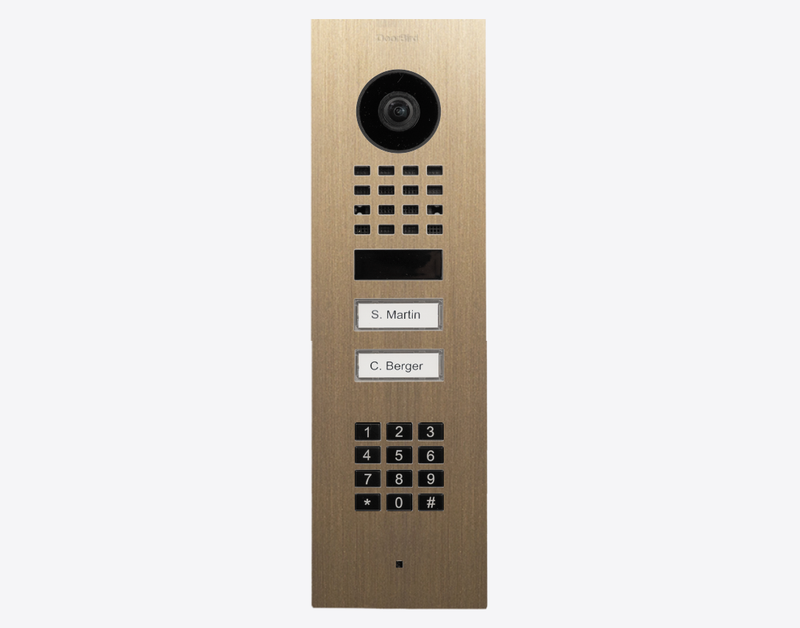 DoorBird D1102KV Flush Mount IP Video Door Station, 2 Call Button in Real Burnished Brass