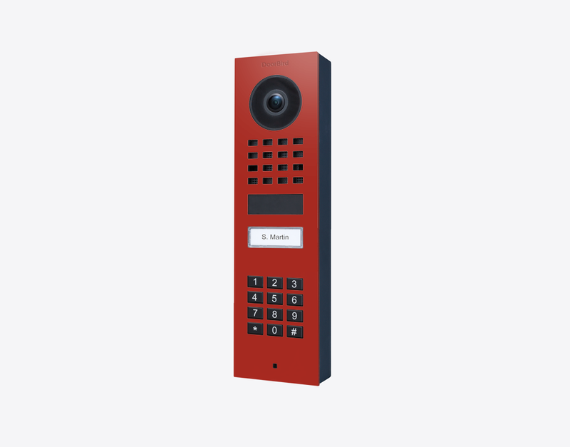 DoorBird D1101KV Surface-Mount IP Video Door Station, 1 Call Button in Flame Red, RAL 3000