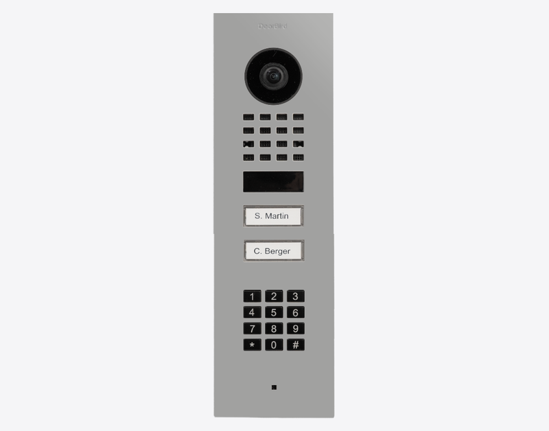 DoorBird D1102KV Flush Mount IP Video Door Station, 2 Call Button in White Aluminium, RAL 9006