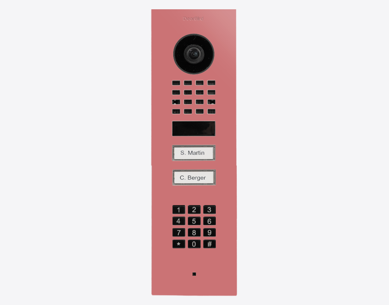 DoorBird D1102KV Flush Mount IP Video Door Station, 2 Call Button in Antique Pink, RAL 3014