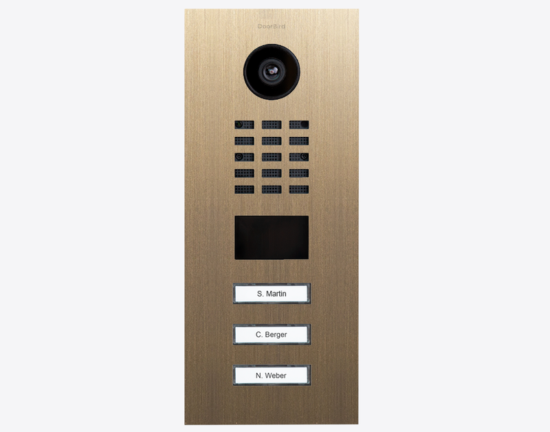 DoorBird D2103V IP Video Door Station, 3 Call Button in Real Burnished Brass