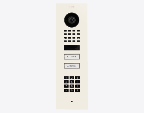 DoorBird D1102KV Flush Mount IP Video Door Station, 2 Call Button in Pure White, RAL 9010