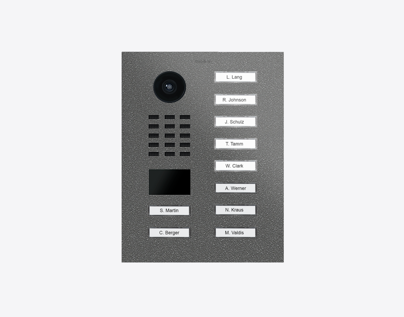 Stainless steel IP video door station with camera and 10 call buttons