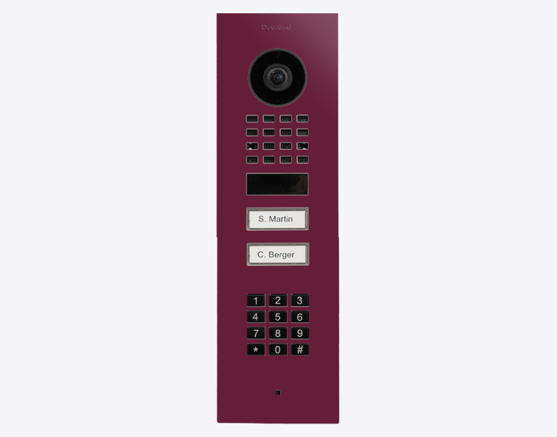 DoorBird D1102KV Flush Mount IP Video Door Station, 2 Call Button in Claret Violet, RAL 4004