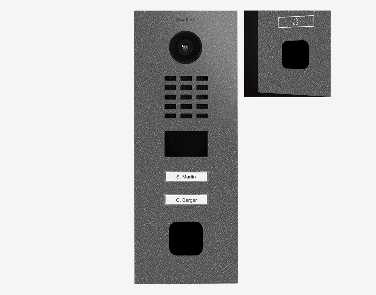 Stainless steel IP video door station with camera and two call buttons