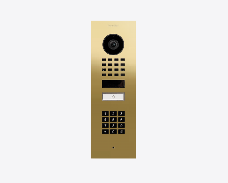 DoorBird D1101KV Flush Mount IP Video Door Station, 1 Call Button in Brass