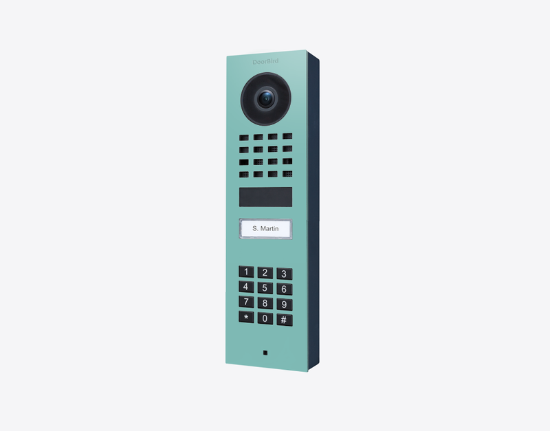 DoorBird D1101KV Surface-Mount IP Video Door Station, 1 Call Button in Light Green, RAL 6027