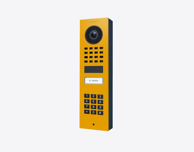 DoorBird D1101KV Surface-Mount IP Video Door Station, 1 Call Button in Golden Yellow, RAL 1004