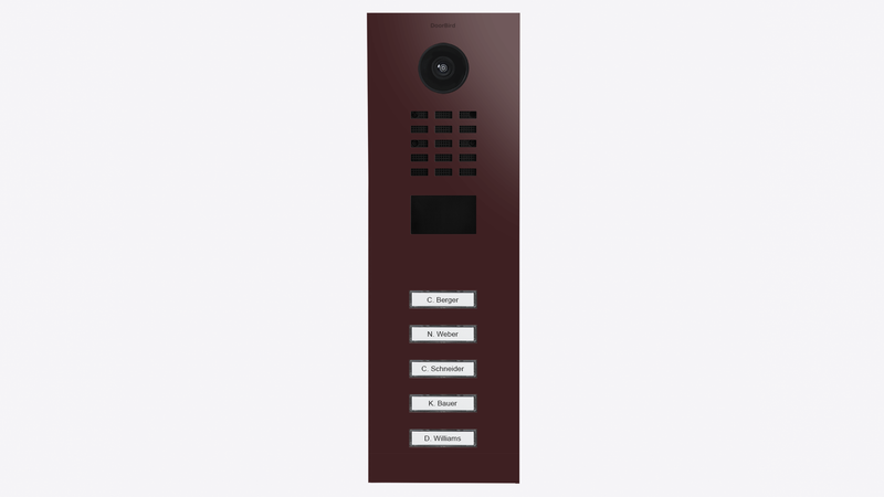 DoorBird D2105V IP Video Door Station, 5 Call Button in Black Red, RAL 3007