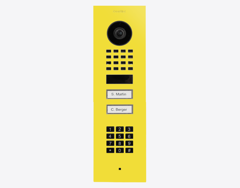 DoorBird D1102KV Flush Mount IP Video Door Station, 2 Call Button in Sulfur Yellow, RAL 1016