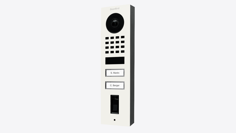 DoorBird D1102FV Fingerprint 50 Surface-Mount IP Video Door Station, 2 Call Button in Traffic White, RAL 9016