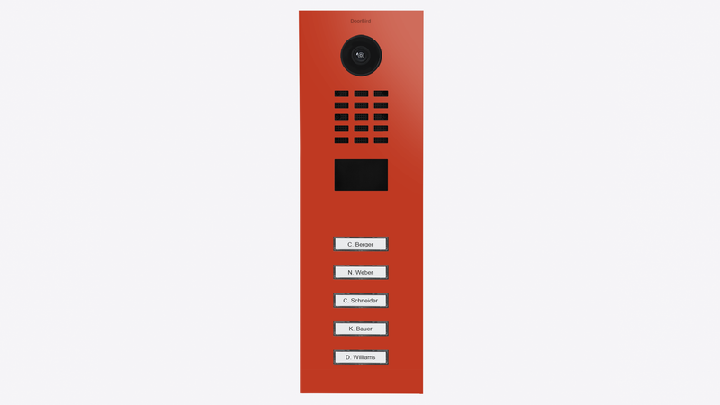 DoorBird D2105V IP Video Door Station, 5 Call Button in Vermillion, RAL 2002