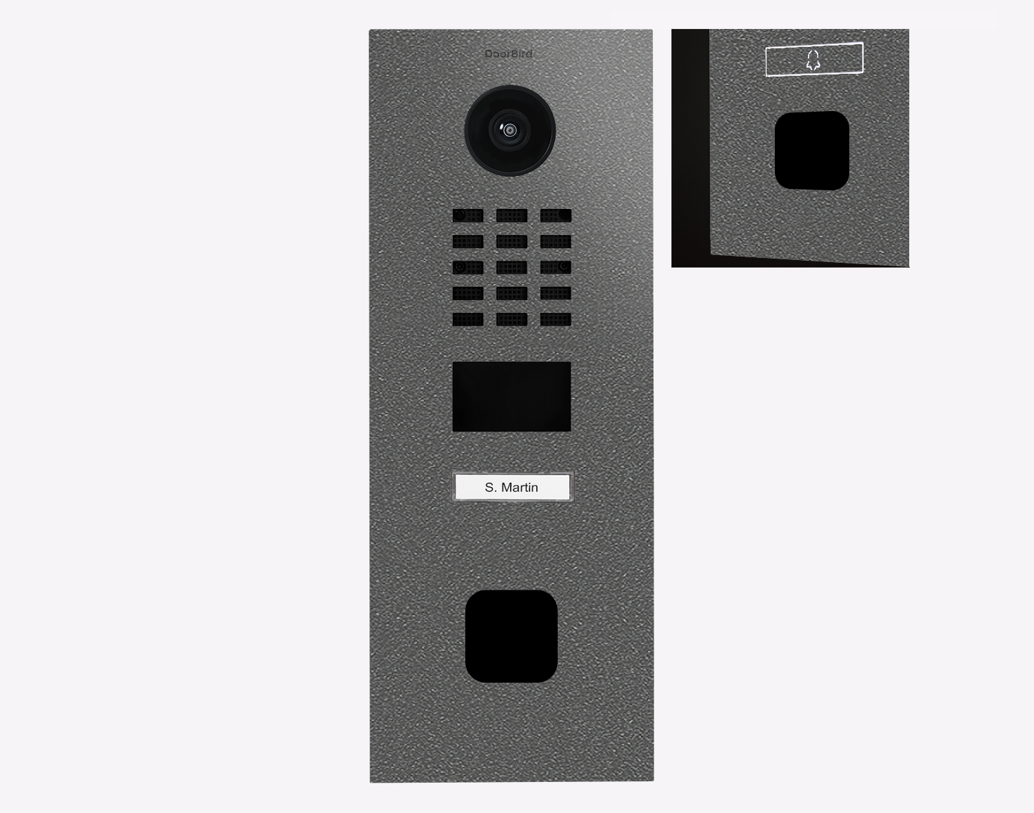 DoorBird IP video door station, stainless steel front panel with camera lens and keypad