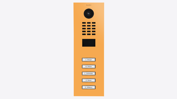 DoorBird D2105V IP Video Door Station, 5 Call Button in Saffron Yellow, RAL 1017