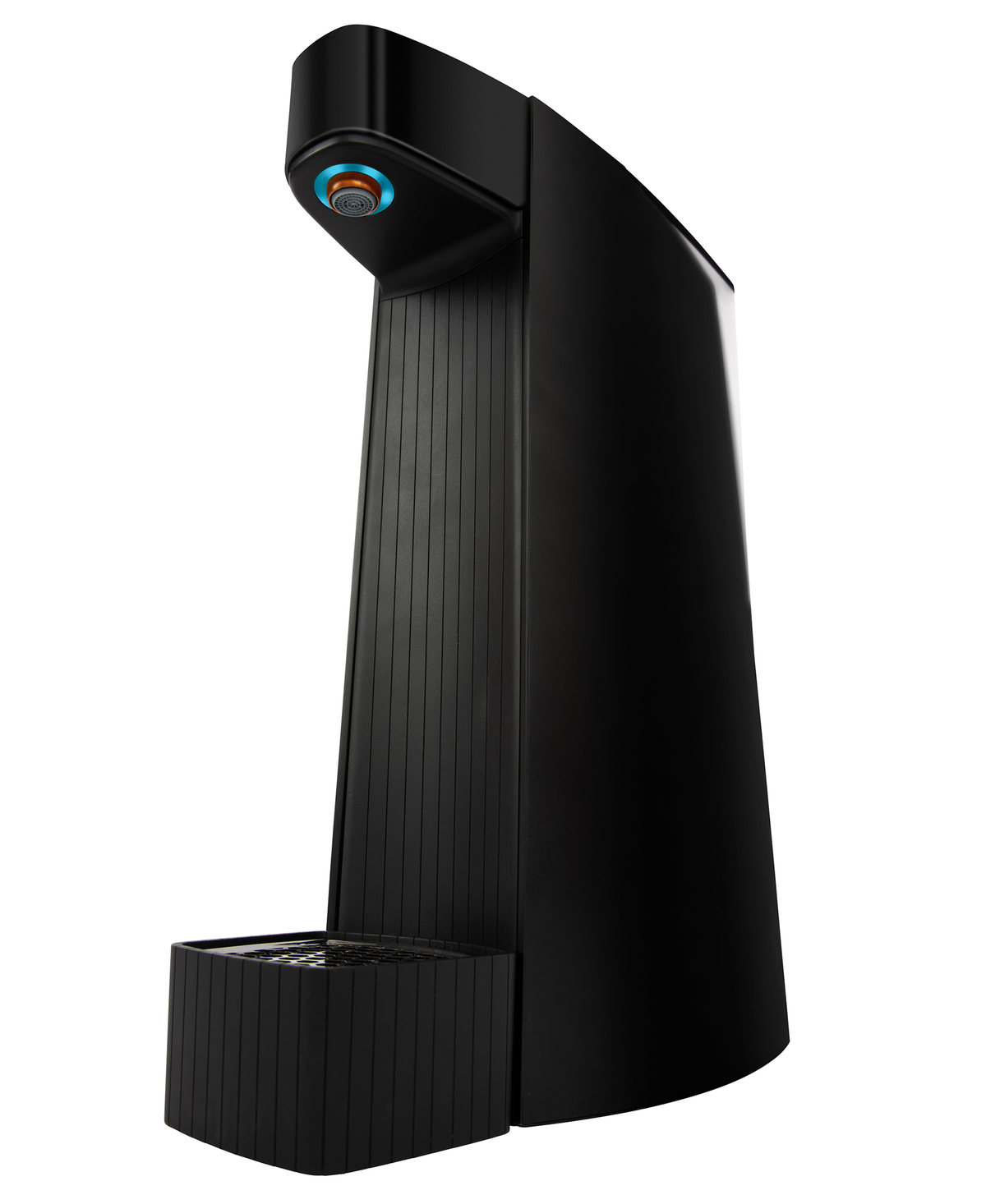 Black Carbon8 sparkling water maker with drip tray and top control panel