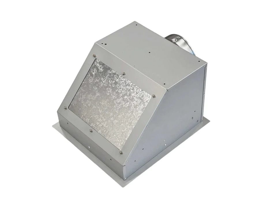 Gray metal duct recirculation housing with side inlet and mounting holes
