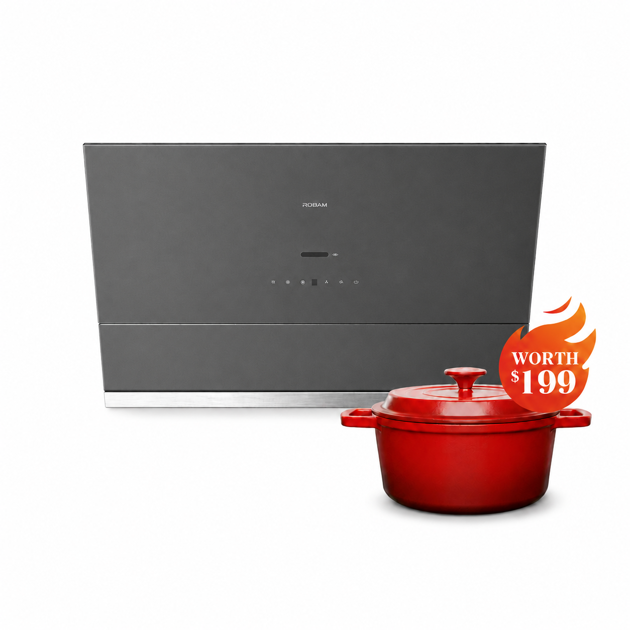 ROBAM R-Max3 30/36-Inch 1200-1400 CFM Convertible Under Cabinet Range Hood in Nano Glass (53H1S)
