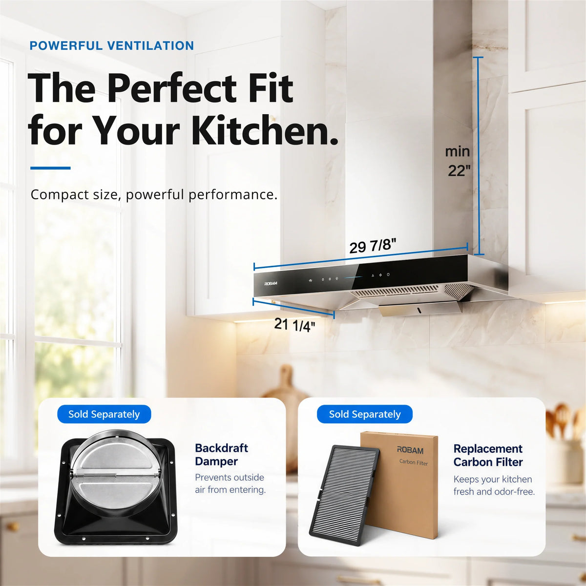 ROBAM CleanAir Pro 30-Inch 1300 CFM Dual Mount Range Hood in Stainless Steel (86H1S)