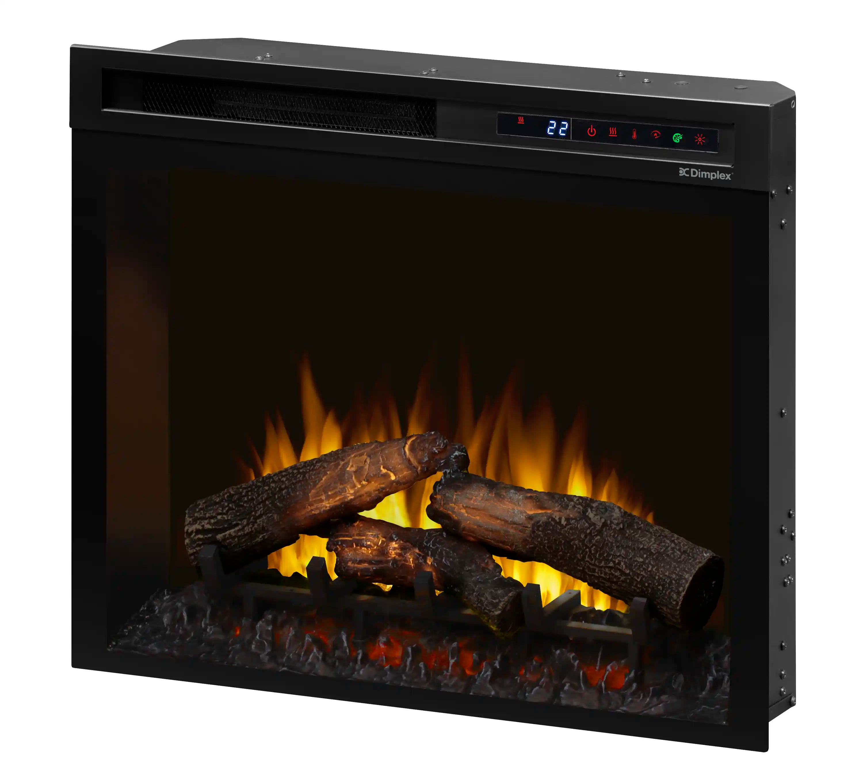 Dimplex 28-inch plug-in electric firebox with glowing log set and flame effects