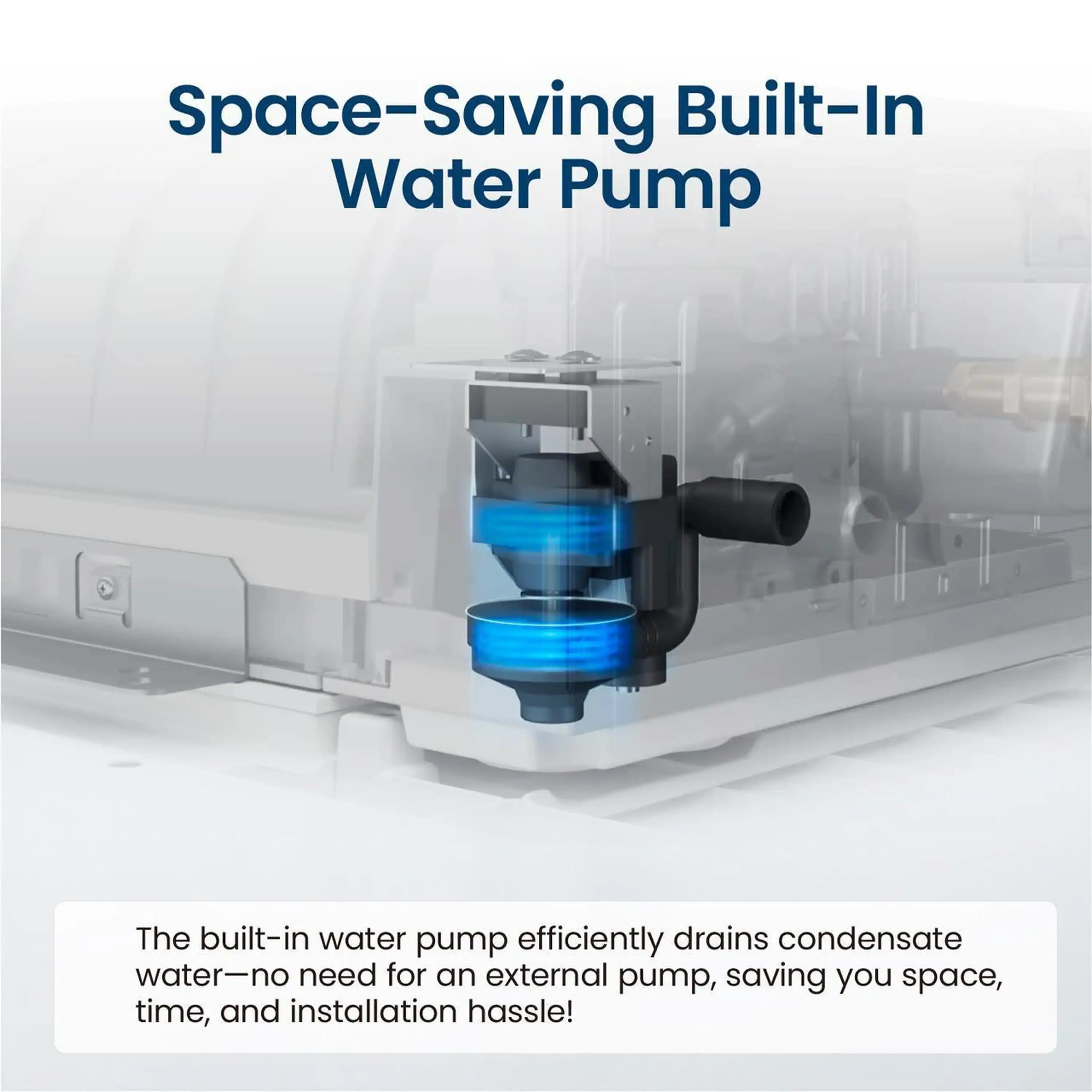 Ductless ceiling cassette mini split indoor unit with built-in water pump drain