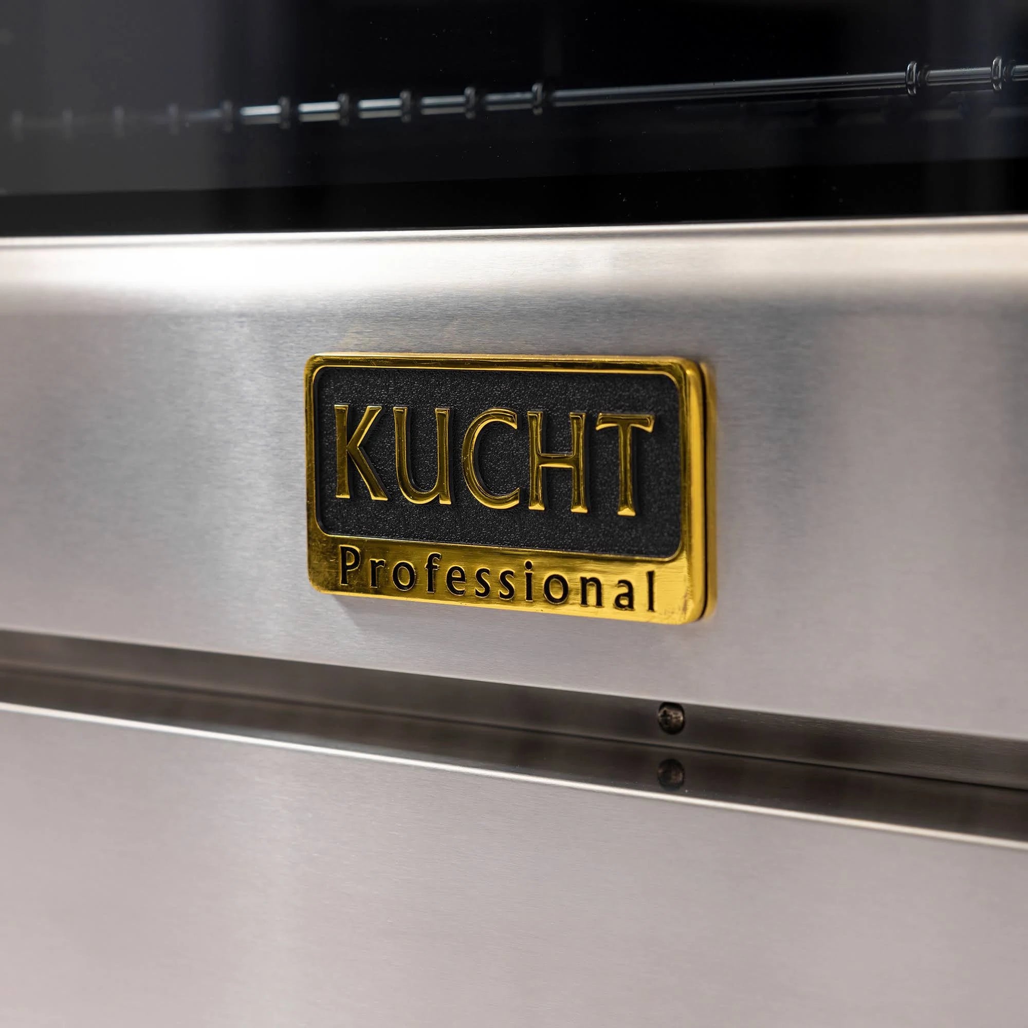 Kucht Professional logo badge on stainless steel dual fuel range