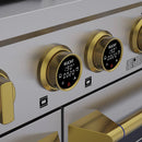 Kucht Horus 60-Inch Dual Fuel Range with 8.4 cu. ft. Electric Oven and 8 Gas Burners in Stainless Steel with Gold Accents and Digital Thermostat (KXP60-GL)