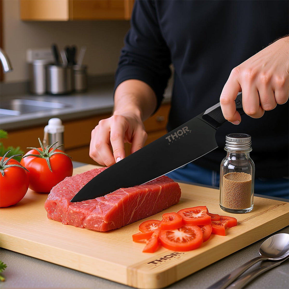 Thor Kitchen 8-Inch Black Titanium Coated German Steel Chef Knife (BTC801S) - view 2